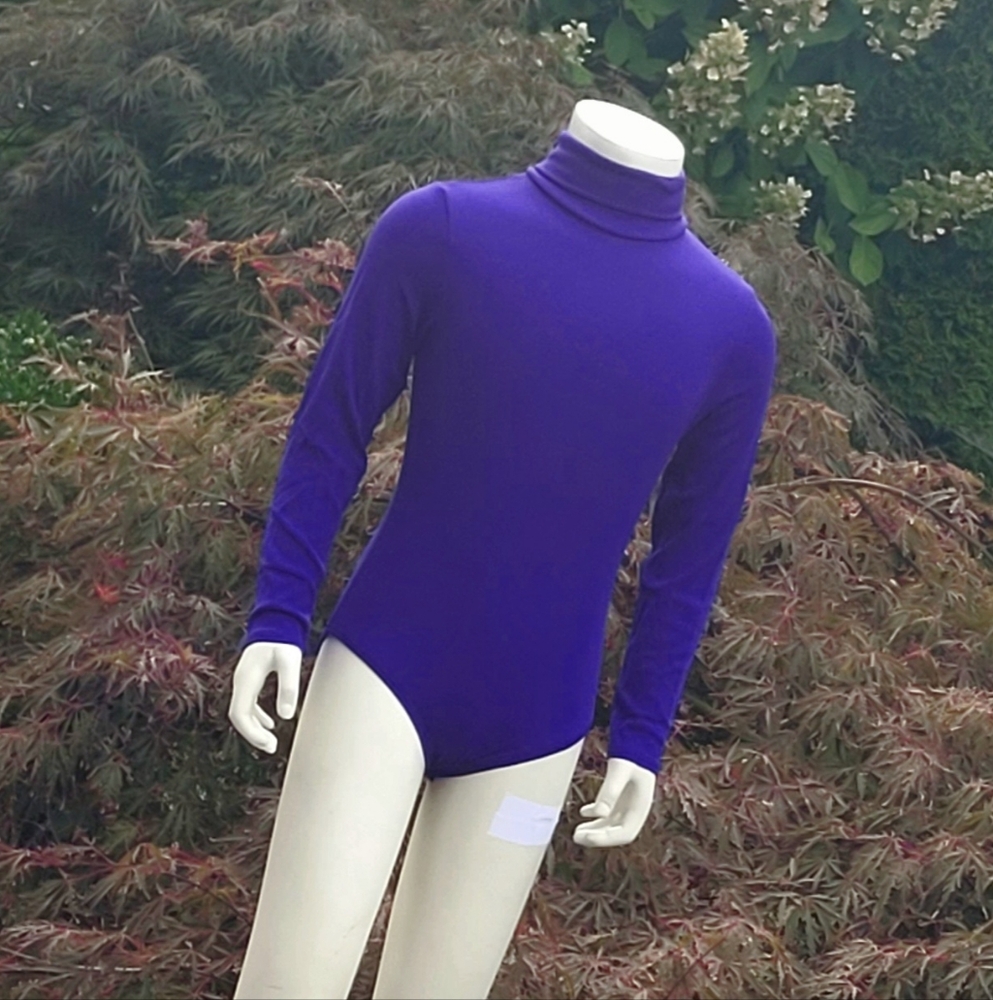 Women's Elegant Purple Turtleneck Bodysuit